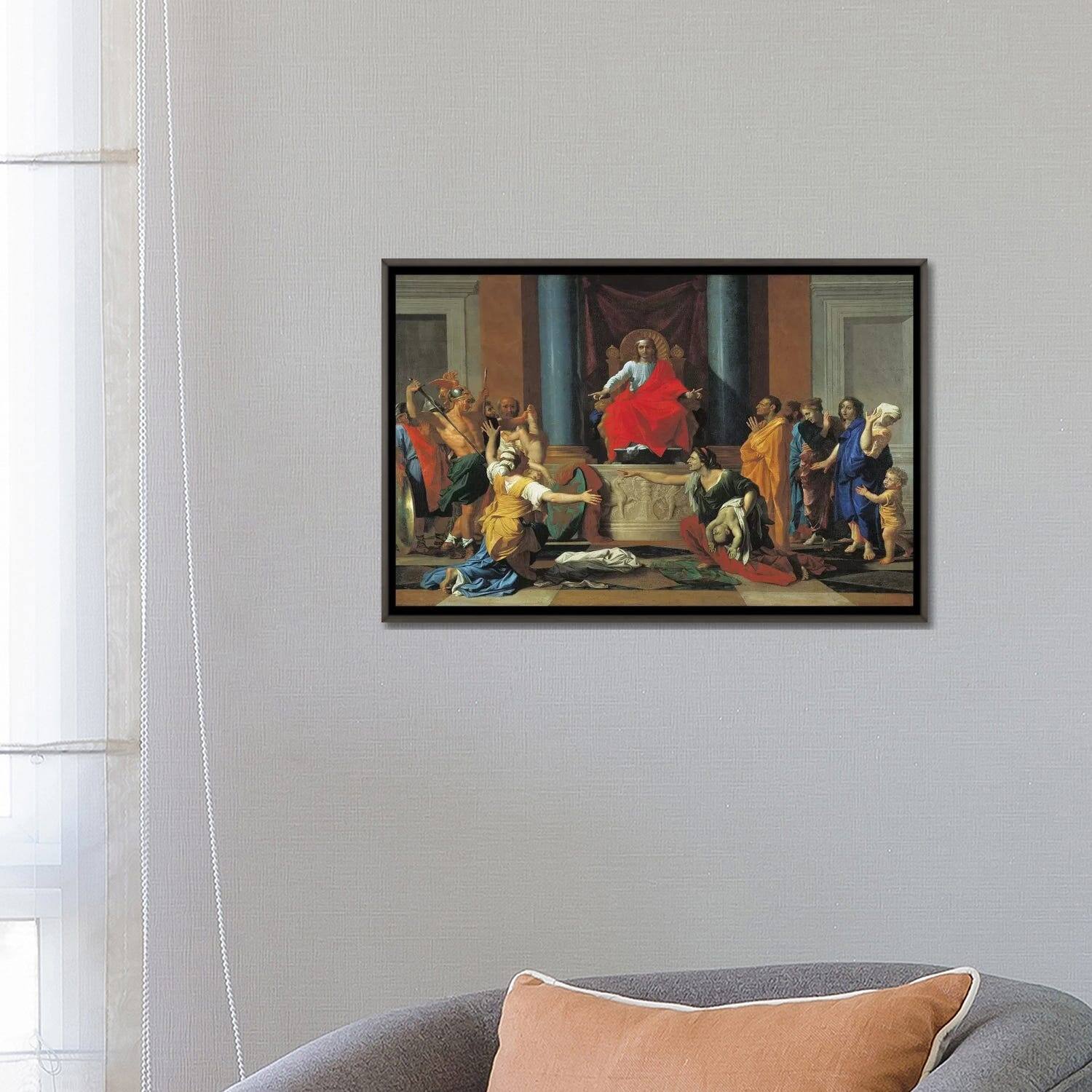 iCanvas "The Judgement of Solomon, 1649 " by Nicolas Poussin Framed